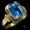 Estate 14K yellow gold bezel-set blue topaz ring