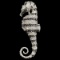 Estate sterling silver white & black diamond seahorse pendant
