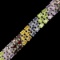 Estate sterling silver multi-colored gemstone 3-row tennis bracelet