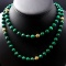 Estate natural malachite beaded necklace with unmarked 14K beads & clasp