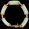 Estate 18K yellow gold green jade bracelet