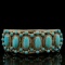 Estate Native American sterling silver turquoise cluster cuff bracelet