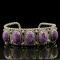 Estate Relios sterling silver & charoite simulant rope cuff bracelet