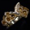 Estate unmarked 14K yellow gold hummingbird & flower ring