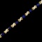 Vintage 10K yellow gold diamond & blue stone tennis bracelet