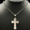 Estate stainless-steel diamond cross necklace