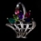 Estate 10K white gold multi-gem flower-basket pendant