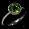 Estate 14K white gold diamond & peridot ring