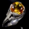 Estate 10K white gold vintage citrine ring