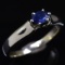 Estate 18K white gold natural sapphire solitaire ring