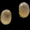 Pair of estate 14K yellow gold half-dome rope lined earrings