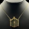 Estate enameled gold-tone perfume bottle pendant on a gold-tone chain
