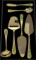 Like-new 5-piece service for 12 Christmas holly-pattern gold-tone stainless steel flatware set