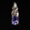 Estate 10K white gold diamond & tanzanite pendant