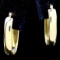 Pair of estate 18K yellow gold elongated hoop earrings