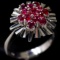 Estate 18K white gold natural ruby radiating cluster ring