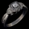 Estate sterling silver diamond milgrain ring