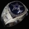 Estate sterling silver diamond Dallas Cowboy enamel signet ring