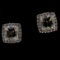 Pair of estate 14K white gold diamond halo & prasiolite stud earrings