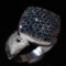 Estate sterling silver blue diamond cluster ring