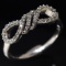 Estate sterling silver diamond twisted infinity ring