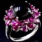 Estate sterling silver rubellite and black onyx cocktail ring