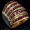Estate sterling silver garnet 5-row channel-set ring band
