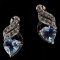 Pair of estate sterling silver diamond & aquamarine simulants drop earrings