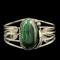 Estate Native American unmarked sterling silver malachite 5-band cuff bracelet