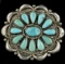 Estate Native American sterling silver turquoise cluster pin