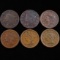 Lot of 6 U.S. large cents