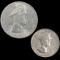 2-piece 1947-S Philippines General Douglas MacArthur commemorative silver peso & 50 centavo set