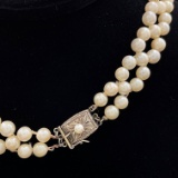 Vintage fancy pearl necklace with sterling silver clasp