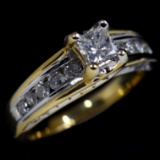 Estate 14K white & yellow gold diamond ring