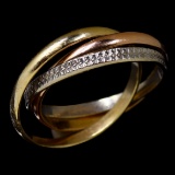 Estate 14K tri-gold trinity rolling ring