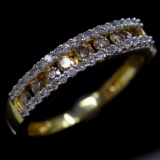 Estate 10K yellow gold diamond band ring