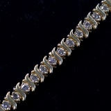 Estate 14K yellow gold diamond tennis bracelet