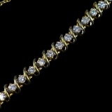 Estate 18K yellow gold diamond tennis bracelet