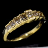 Estate 14K yellow gold diamond step ring band