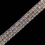Estate yellow gold-plated sterling silver tanzanite 3-row tennis bracelet
