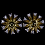 Pair of estate 14K yellow gold round diamond earring jackets