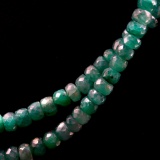 Estate sterling silver natural emerald double-strand beaded necklace with sterling silver findings