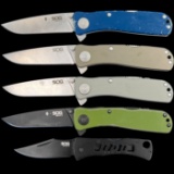 Lot of 5 estate SOG folding knives