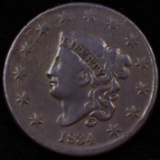 1834 small 8, large stars, medium letters U.S. coronet large cent