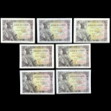 Lot of 7 1943 Spain peseta banknotes