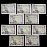 Lot of 10 1945 Spain peseta banknotes