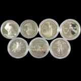 Lot of 7 different proof U.S. 90% silver commemorative silver dollars