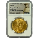 Certified 1908 no motto U.S. $20 St. Gaudens $20 gold coin