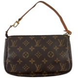 Authentic estate Louis Vuitton canvas & leather pochette