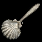 Antique sterling silver scallop baby's rattle